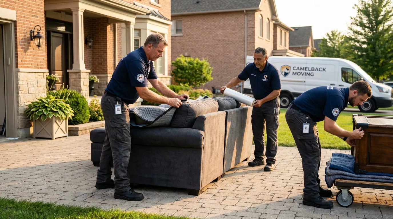 Large estate moving crew wrapping furniture in Georgetown, CO